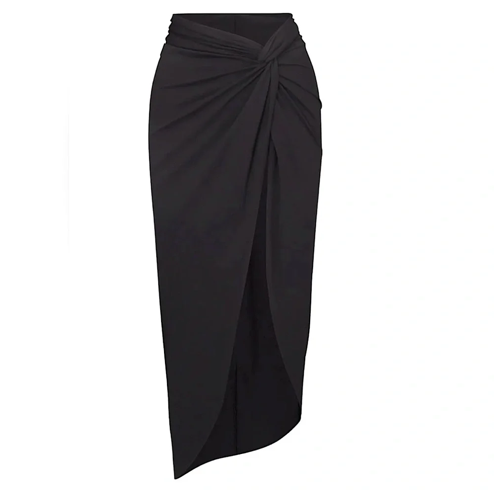 😎 NWT New SKIMS Black Swim Sarong Skirt Small S Sexy